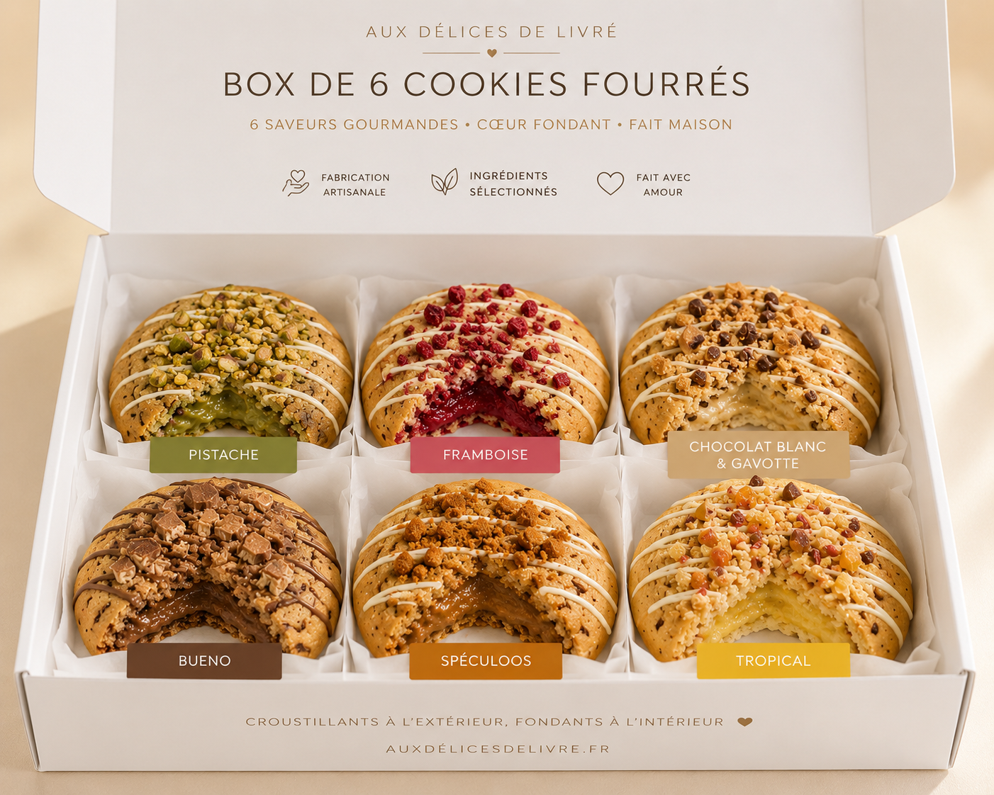 🍪 Box de 6 Cookies Fourrés Gourmands